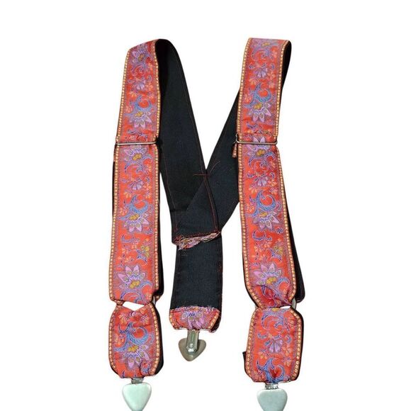 Rayvehn Asian Floral Embroidered Ribbon Suspenders - Picture 3 of 4